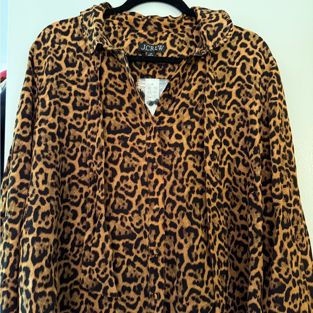 NWT J. Crew Animal Removable Tie Print Top in Leopard